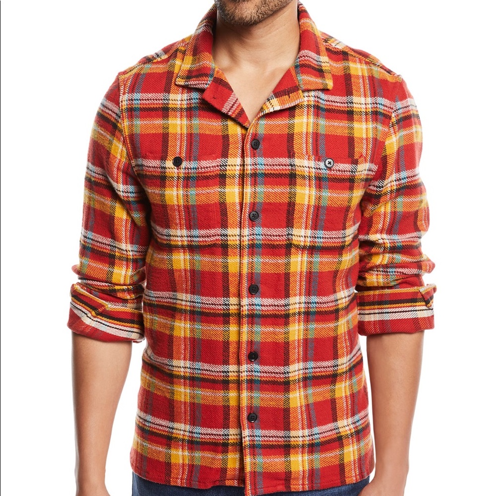 FRAME Fall Button Front Plaid Flannel Shirt Jacket